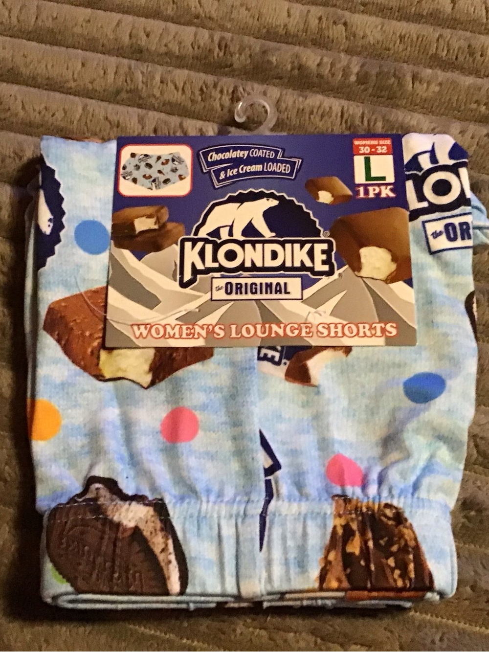 Klondike Women's Lounge Shorts - Light Blue Polka Dot Ice Cream Print